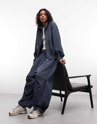 Collusion COLLUSION xl baggy nylon sweatpants in plaid - part of a set-Blue