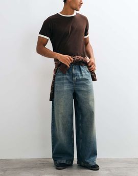 Collusion COLLUSION XL baggy skate jean in mid wash blue