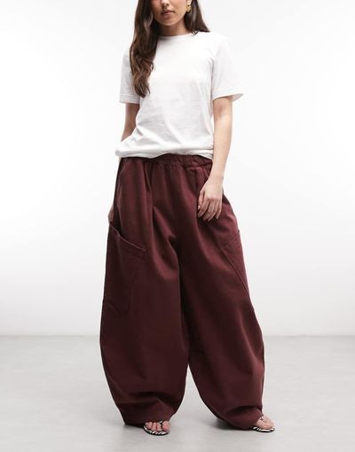 Collusion COLLUSION XL balloon cargo pants in plum-Purple