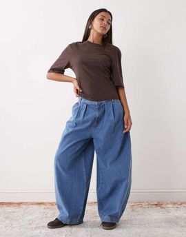 Collusion COLLUSION XL balloon jeans in marble wash-Navy
