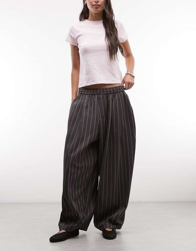Collusion COLLUSION XL balloon pants in charcoal with pink pinstripes-Gray