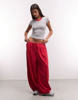 Collusion COLLUSION XL pull-on balloon pants in washed red