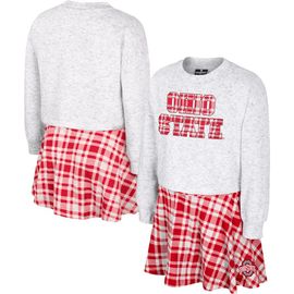 COLOSSEUM Girls Youth Colosseum Gray Ohio State Buckeyes Marceline Plaid Skirt and Top Set 
