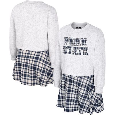 COLOSSEUM Girls Youth Colosseum Gray Penn State Nittany Lions Marceline Plaid Skirt and Top Set 