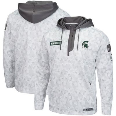 COLOSSEUM Men's Colosseum Arctic Camo Michigan State Spartans OHT Military Appreciation Quarter-Zip Hoodie 