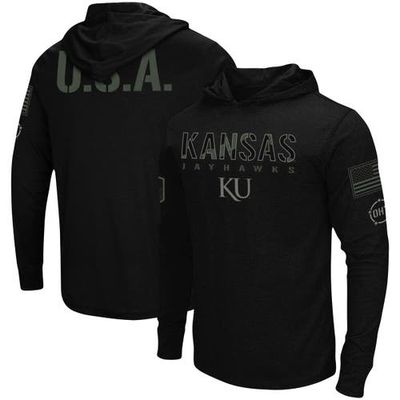 COLOSSEUM Men's Colosseum Black Kansas Jayhawks OHT Military Appreciation Hoodie Long Sleeve T-Shirt 