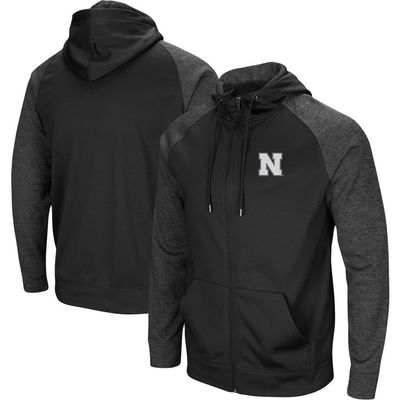 COLOSSEUM Men's Colosseum Black Nebraska Huskers Big & Tall Blackout Raglan Full-Zip Hoodie 