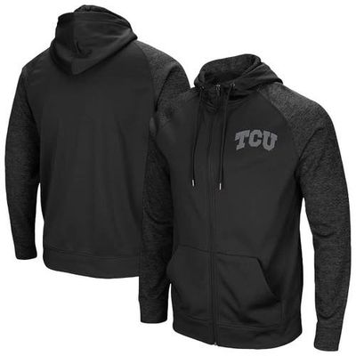 COLOSSEUM Men's Colosseum Black TCU Horned Frogs Blackout 3.0 Tonal Raglan Full-Zip Hoodie 