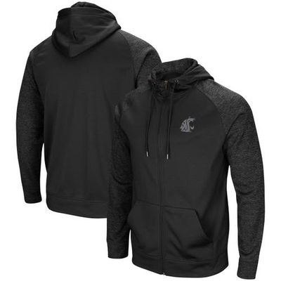 COLOSSEUM Men's Colosseum Black Washington State Cougars Blackout 3.0 Tonal Raglan Full-Zip Hoodie 