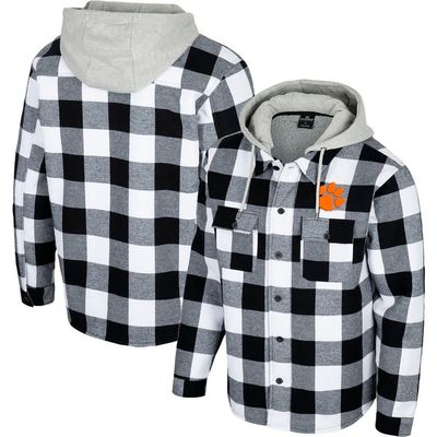 COLOSSEUM Men's Colosseum Black/White Clemson Tigers Buffalo Plaid Full-Zip Jacket 