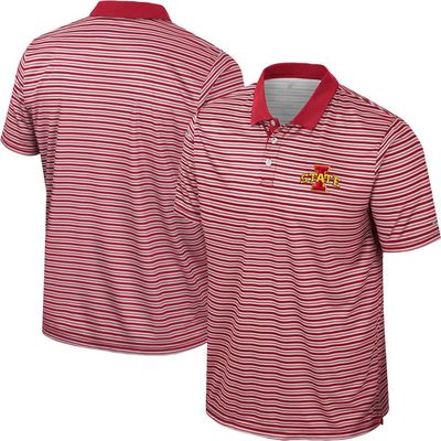 COLOSSEUM Men's Colosseum Cardinal Iowa State Cyclones Striped Polo 