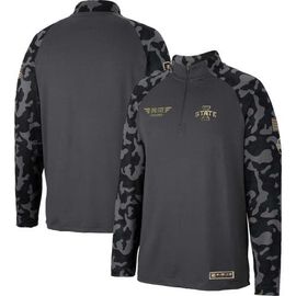 COLOSSEUM Men's Colosseum Charcoal Iowa State Cyclones OHT Military Appreciation Long Range Raglan Quarter-Zip Jacket 
