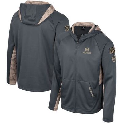 COLOSSEUM Men's Colosseum Charcoal Michigan Wolverines OHT Military Appreciation Camo Raglan Full-Zip Hoodie 