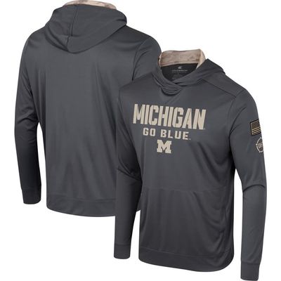 COLOSSEUM Men's Colosseum Charcoal Michigan Wolverines OHT Military Appreciation Long Sleeve Hoodie T-Shirt 