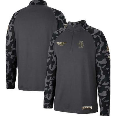 COLOSSEUM Men's Colosseum Charcoal San Diego Toreros OHT Military Appreciation Long Range Raglan Quarter-Zip Jacket 