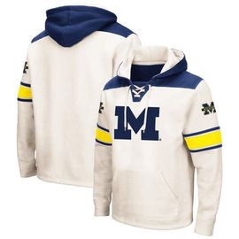 COLOSSEUM Men's Colosseum Cream Michigan Wolverines Big & Tall Hockey Lace-Up Pullover Hoodie 