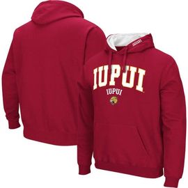 COLOSSEUM Men's Colosseum Crimson IUPUI Jaguars Arch & Logo 3.0 Pullover Hoodie 