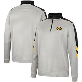 COLOSSEUM Men's Colosseum Gray/Black Iowa Hawkeyes Bushwood Fleece Quarter-Zip Jacket 