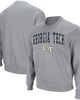 COLOSSEUM Men's Colosseum Heathered Gray Georgia Tech Yellow Jackets Arch & Logo Tackle Twill Pullover Sweatshirt - 1