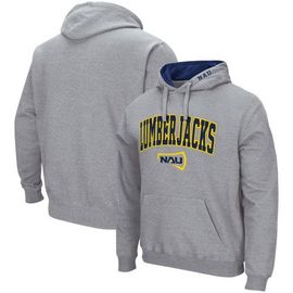 COLOSSEUM Men's Colosseum Heathered Gray Northern Arizona Lumberjacks Arch and Logo Pullover Hoodie