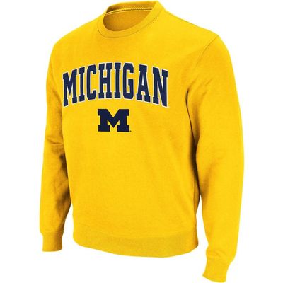 COLOSSEUM Men's Colosseum Maize Michigan Wolverines Arch & Logo Crew Neck Sweatshirt 