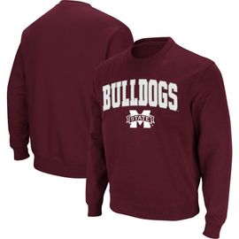 COLOSSEUM Men's Colosseum Maroon Mississippi State Bulldogs Arch & Logo Tackle Twill Pullover Sweatshirt 