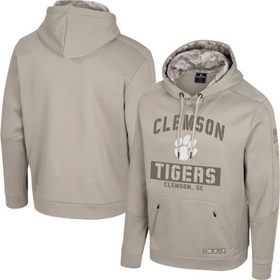 COLOSSEUM Men's Colosseum Oatmeal Clemson Tigers Big & Tall Operation Hat Trick Battalion Hoodie Sweatshirt 