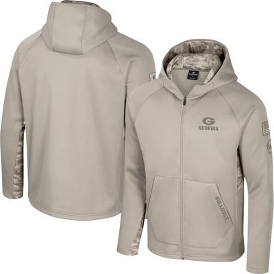 COLOSSEUM Men's Colosseum Oatmeal Georgia Bulldogs Operation Hat Trick Battalion Full-Zip Hoodie 