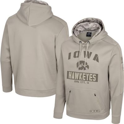 COLOSSEUM Men's Colosseum Oatmeal Iowa Hawkeyes Big & Tall Operation Hat Trick Battalion Hoodie Sweatshirt 
