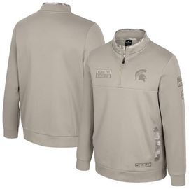 COLOSSEUM Men's Colosseum Oatmeal Michigan State Spartans Operation Hat Trick Battalion Quarter-Zip Pullover 