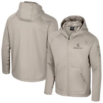 COLOSSEUM Men's Colosseum Oatmeal Michigan State Spartans Operation Hat Trick Battalion Raglan Fleece Hoodie 