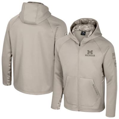 COLOSSEUM Men's Colosseum Oatmeal Michigan Wolverines Operation Hat Trick Battalion Full-Zip Hoodie 
