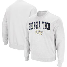 COLOSSEUM Men's Colosseum White Georgia Tech Yellow Jackets Arch & Logo Tackle Twill Pullover Sweatshirt 