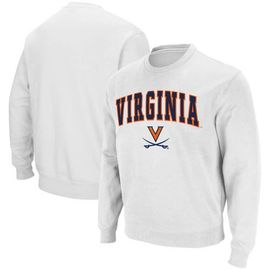 COLOSSEUM Men's Colosseum White Virginia Cavaliers Team Arch & Logo Tackle Twill Pullover Sweatshirt 