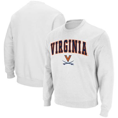 COLOSSEUM Men's Colosseum White Virginia Cavaliers Team Arch & Logo Tackle Twill Pullover Sweatshirt 
