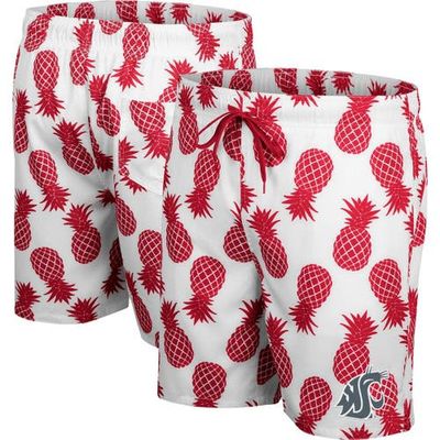 COLOSSEUM Men's Colosseum White/Crimson Washington State Cougars Pineapple Swim Shorts 