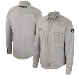 COLOSSEUM Men's Colosseum x Wrangler Gray Iowa Hawkeyes Cowboy Cut Western Full-Snap Long Sleeve Shirt 