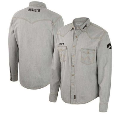 COLOSSEUM Men's Colosseum x Wrangler Gray Iowa Hawkeyes Cowboy Cut Western Full-Snap Long Sleeve Shirt 