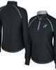 COLOSSEUM Women's Colosseum Black Kansas Jayhawks Bikram Raglan Quarter-Zip Top  - 1