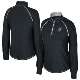 COLOSSEUM Women's Colosseum Black Kansas Jayhawks Bikram Raglan Quarter-Zip Top 
