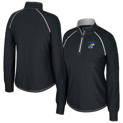 COLOSSEUM Women's Colosseum Black Kansas Jayhawks Bikram Raglan Quarter-Zip Top 