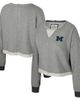COLOSSEUM Women's Colosseum Charcoal Michigan Wolverines Magnum Scoop Neck Cropped Pullover Sweatshirt  - 1