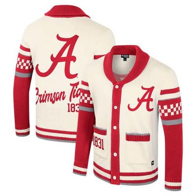COLOSSEUM Women's Colosseum Cream Alabama Crimson Tide Wild Collective Button-Up Jacquard Sweater 