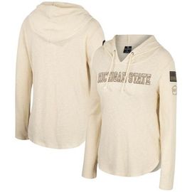 COLOSSEUM Women's Colosseum Cream Michigan State Spartans OHT Military Appreciation Casey Raglan Long Sleeve Hoodie T-Shirt 