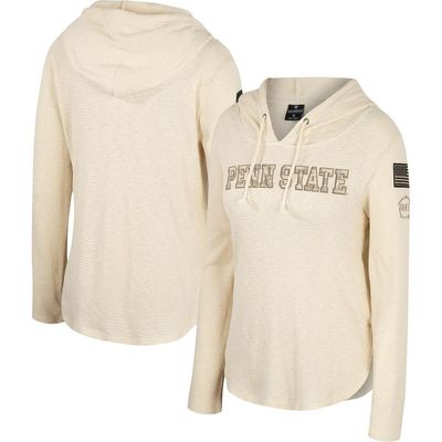 COLOSSEUM Women's Colosseum Cream Penn State Nittany Lions OHT Military Appreciation Casey Raglan Long Sleeve Hoodie T-Shirt 