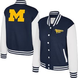 COLOSSEUM Women's Colosseum Navy Michigan Wolverines French Baguette Full Snap Fleece Jacket 