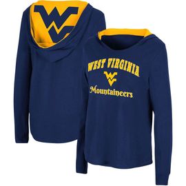 COLOSSEUM Women's Colosseum Navy West Virginia Mountaineers Catalina Hoodie Long Sleeve T-Shirt 