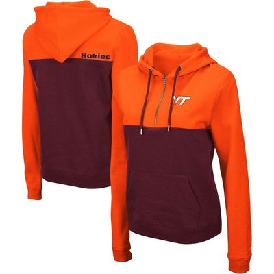 COLOSSEUM Women's Colosseum Orange/Maroon Virginia Tech Hokies Aidan Lightweight Half-Zip Hoodie 