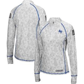 COLOSSEUM Women's Colosseum White Air Force Falcons OHT Military Appreciation Officer Arctic Camo Fitted Lightweight 1/4-Zip Jacket 