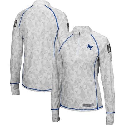 COLOSSEUM Women's Colosseum White Air Force Falcons OHT Military Appreciation Officer Arctic Camo Fitted Lightweight 1/4-Zip Jacket 